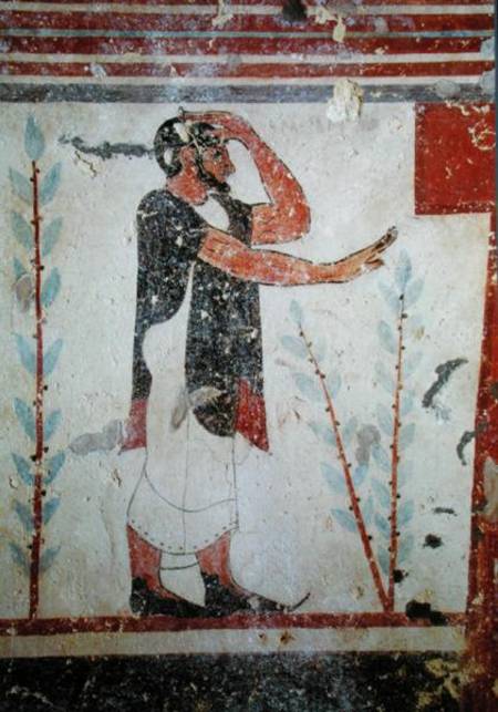 Priest making a ritual gesture, from the Tomb of the Augurs from Etruscan