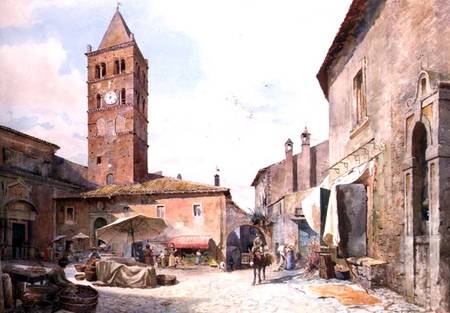 View of the Piazza dell'Olmo, Tivoli  on from Ettore Roesler Franz