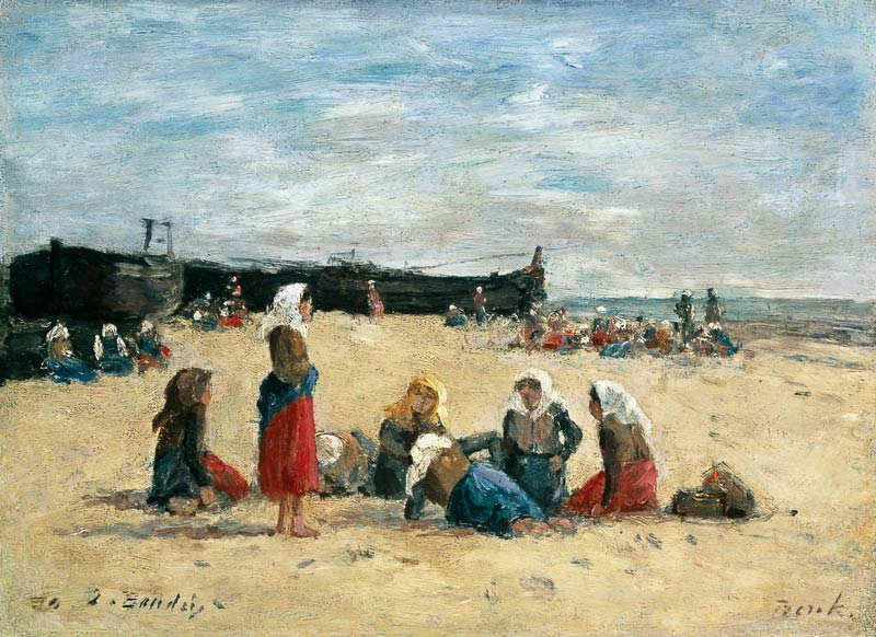 Berck, Fisherwomen on the Beach from Eugène Boudin