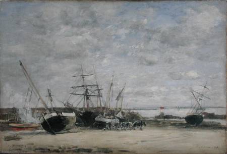 Vessels and Horses on the Shoreline from Eugène Boudin