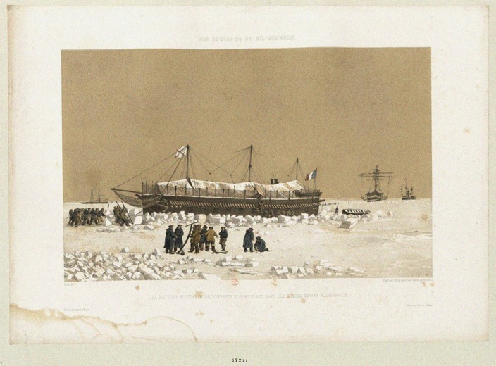The floating battery "Tonnante" in the Ice near Kinburn from Eugène Ciceri