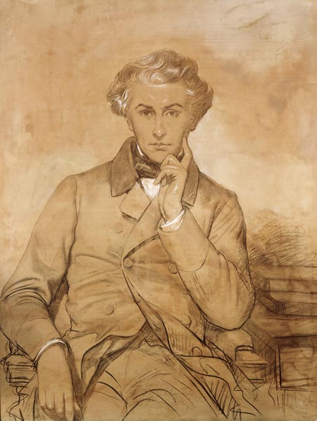 Portrait of Henri Reber (1807-80) (pencil & white chalk on paper) from Eugène-Emmanuel Amaury-Duval