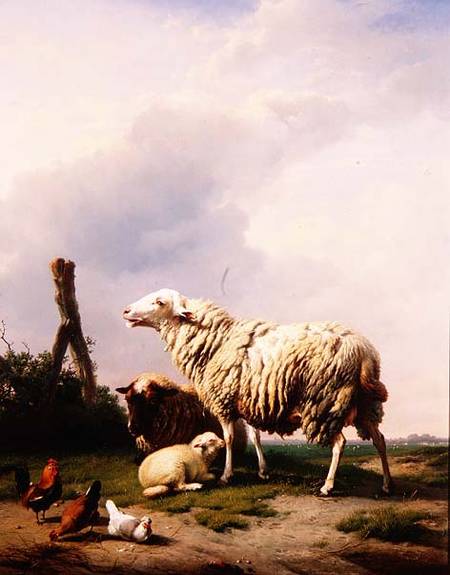 Sheep and Poultry in a Landscape from Eugène Joseph Verboeckhoven