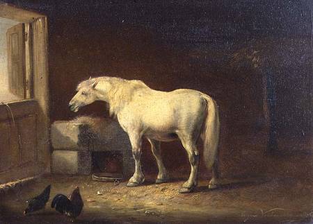 White horse in a stable (panel) from Eugène Joseph Verboeckhoven