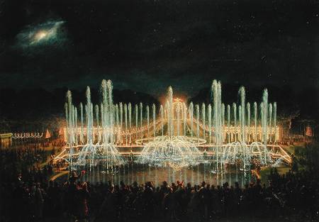 Illuminated Fountain Display in the Bassin de Neptune in Honour of Prince Francisco de Assisi de Bou from Eugène Louis Lami