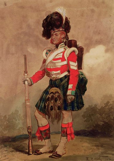 A Soldier of the 79th Highlanders at Chobham Camp in 1853 from Eugene-Louis Lami