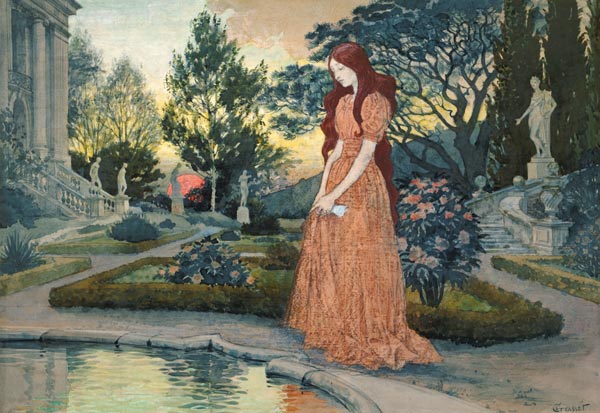 Junge Frau in einem Garten from Eugène Samuel Grasset