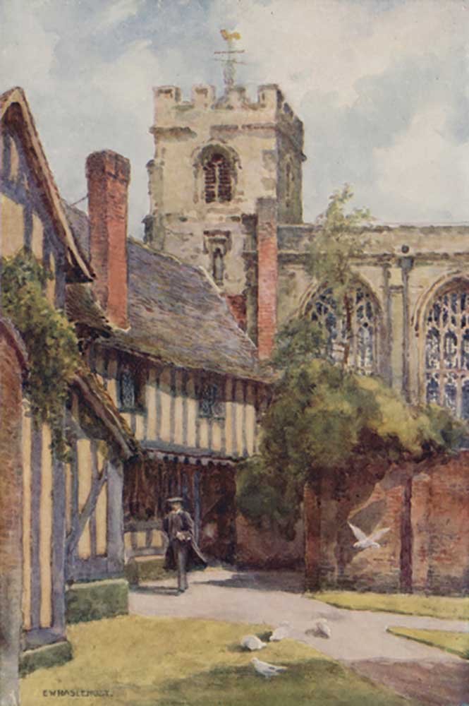 Das Gymnasium und die Gildenkapelle in Stratford-on-Avon from E.W. Haslehust