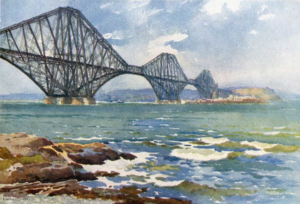 Forth Bridge und Küste von Fife from E.W. Haslehust