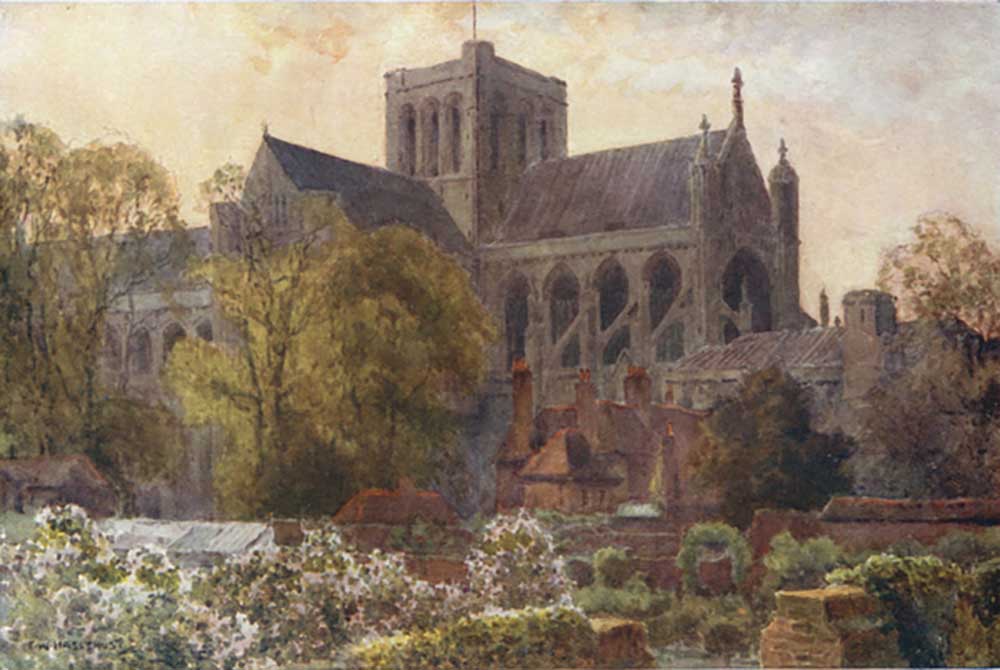 Kathedrale von Winchester aus den Deanery Gardens from E.W. Haslehust