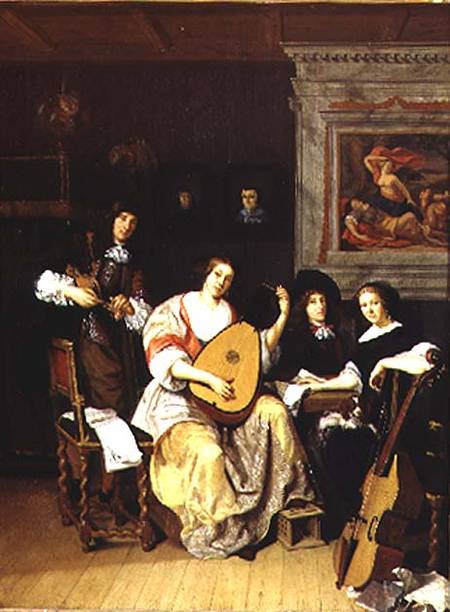Interior with a group of musicians (panel) from F. Sant-Acker