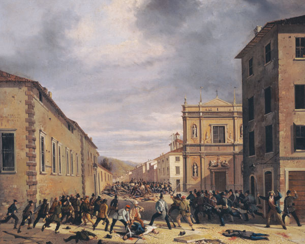The Battle of 21st March 1849 in the Piazzetta Santa Barnaba in Brescia from Faustino Joli