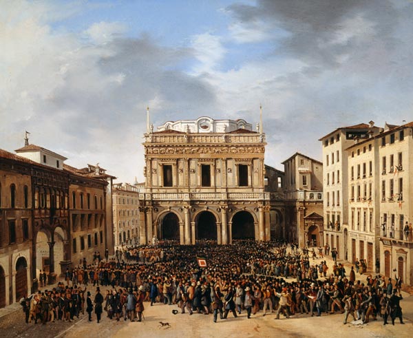 The People of Brescia gathered in the Piazza della Loggia 23rd March 1849 from Faustino Joli