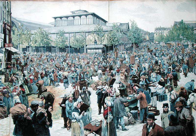 View of Les Halles, 1885 (colour litho)  from Felicien baron de Myrbach-Rheinfeld