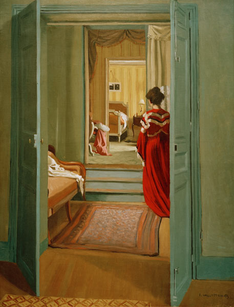 F.Vallotton / Interior with woman in red from Felix Vallotton
