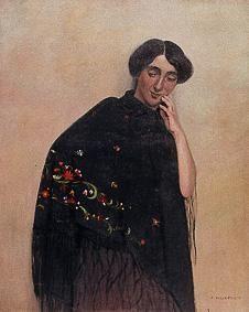 Frau mit spanischem Schal