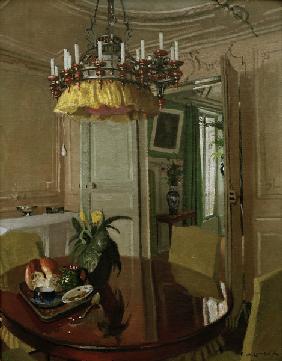 F.Vallotton / dining room with flowers.