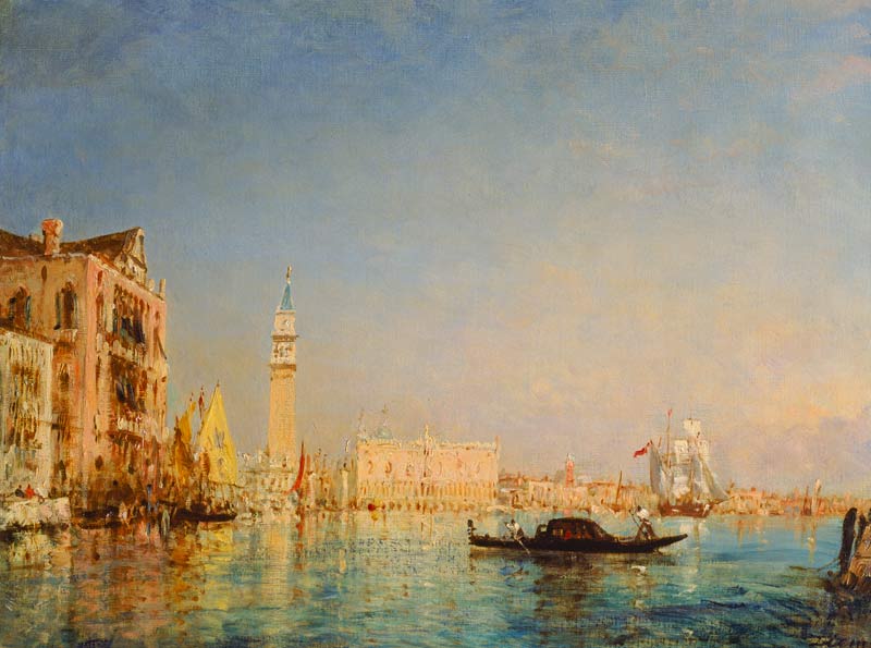 Venedig mit Gondel und Blick zum Markusplatz. from Felix Ziem