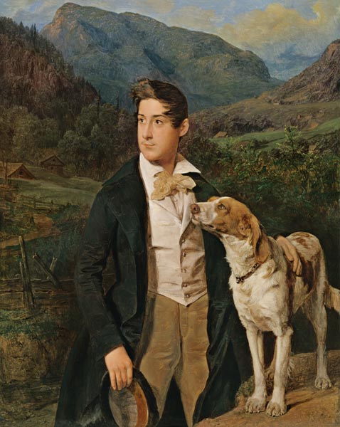 Waldmüllers Sohn Ferdinand mit Hund from Ferdinand Georg Waldmüller