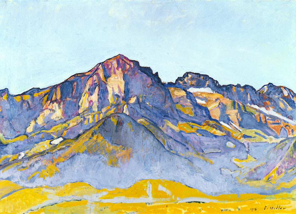 Dents Blanches bei Champéry in der Morgensonne from Ferdinand Hodler