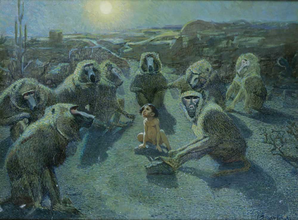 Mowgli Captured by Monkeys (Öl & Tusche auf Leinwand) from Ferdinand Schebek