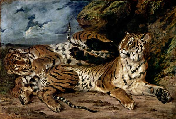 Tigerweibchen mit Jungen from Ferdinand Victor Eugène Delacroix