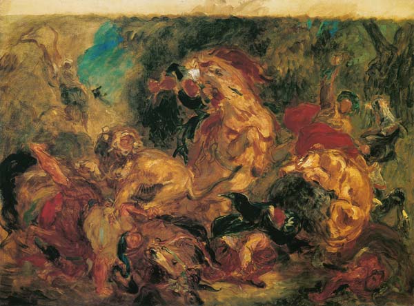 Löwenjagd (Vorstudie) from Ferdinand Victor Eugène Delacroix
