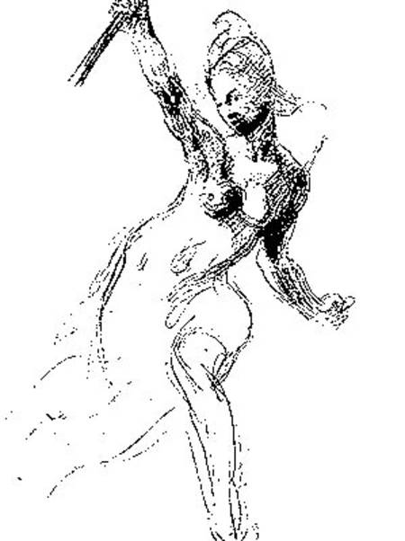 Female Nude, study for Liberty Leading the People cil on from Ferdinand Victor Eugène Delacroix