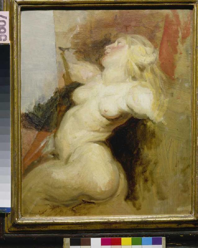 Kopie einer nackten Frauenfigur aus dem Medici-Zyklus von Rubens. from Ferdinand Victor Eugène Delacroix