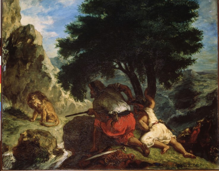 Lion Hunt in Morocco from Ferdinand Victor Eugène Delacroix