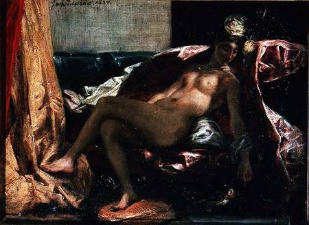 Reclining Odalisque or, Woman with a Parakeet from Ferdinand Victor Eugène Delacroix
