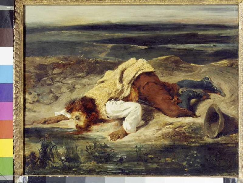 Römischer Hirte, an einer Quelle trinkend. from Ferdinand Victor Eugène Delacroix