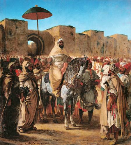 Muley Abder-Rahman umgeben von seinen Leibwächtern und Prinzen