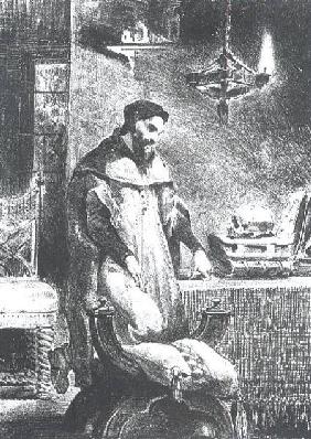 Faust in his Study, from Goethe's Faust, 1828, (illustration)