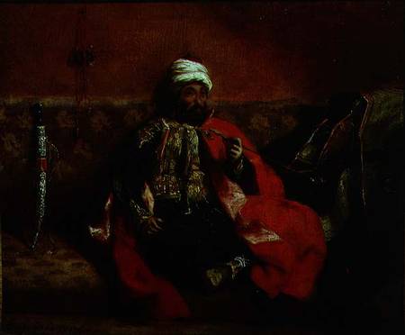 A Turk smoking sitting on a sofa from Ferdinand Victor Eugène Delacroix