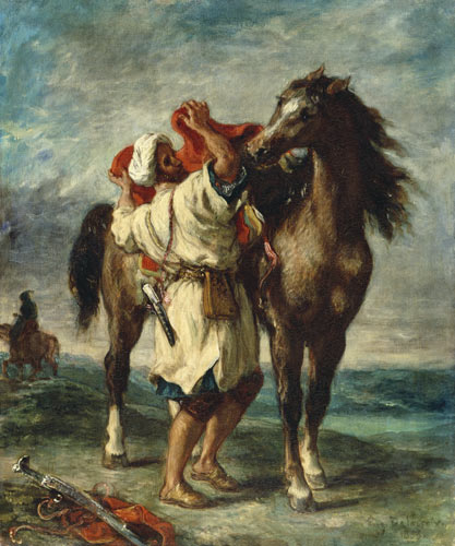 Araber sattelt sein Pferd from Ferdinand Victor Eugène Delacroix