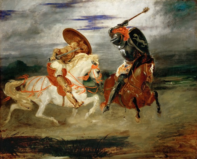 Knights Fighting in the Countryside from Ferdinand Victor Eugène Delacroix