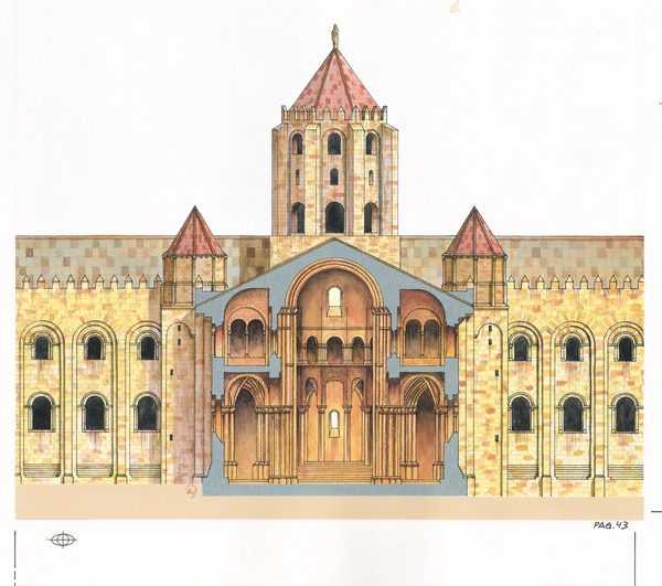 Santiago de Compostela Romanesque Cathedral.Cross section. Spain from Fernando Aznar Cenamor