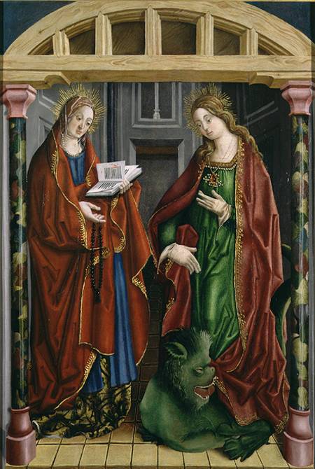 Two female saints, possibly St. Mary Magdalene and St. Martha from Fernando Gallegos