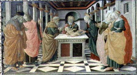 The Presentation in the Temple, predella panel to The Nativity altarpiece in the Museo Civico from Filippino Lippi