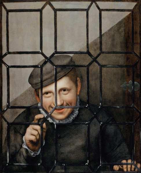 A Boy Looking through a Casement Window from Flemish School