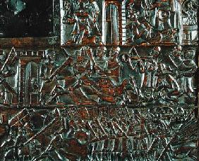 The Courtrai Chest depicting the uprising in Bruges on 18th May during the Battle of the Golden Spur
