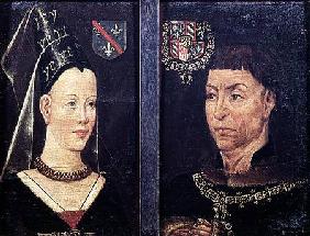 Double portrait of Charles le Temeraire (1433-82) Duke of Burgundy and his wife