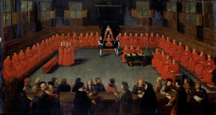 The Council of Malines (oil on canvas) from Flemish School, (16th century)