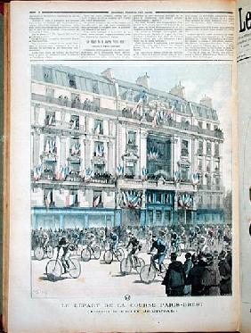 The start of the Paris-Brest bicycle race in front of the offices of ''Le Petit Journal'', illustrat