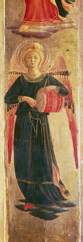 Angel beating a drum from the Linaiuoli Triptych from Fra Beato Angelico
