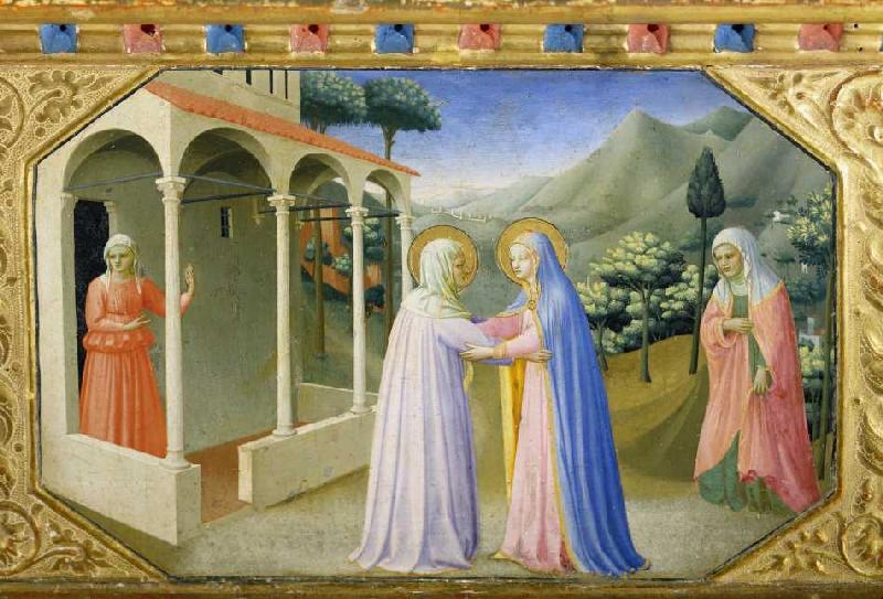 Die Begegnung von Maria und Anna. Predella des Altars Verkündigung Mariae from Fra Beato Angelico