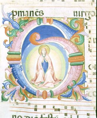 Missal 558 f.92 Historiated initial 'G' depicting the Virgin praying from Fra Beato Angelico