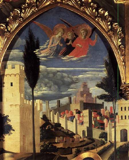 Santa Trinita Altarpiece, detail of the grieving angels from Fra Beato Angelico