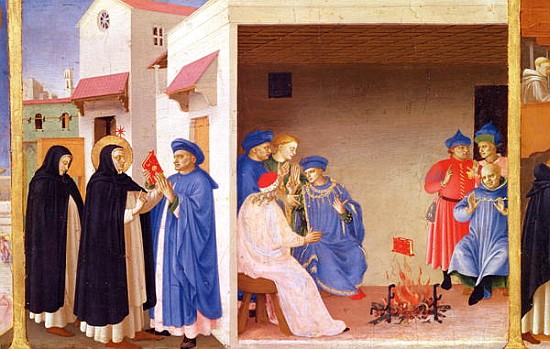 The Coronation of the Virgin, detail of St. Dominic giving back the book to the the Albigensians, c. from Fra Beato Angelico